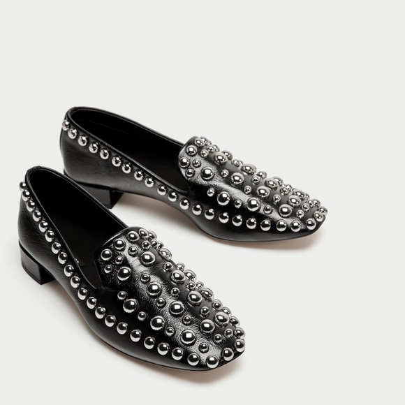 GORGEOUS NWT ZARA Black Leather Loafers - Picture 5 of 8
